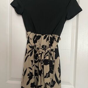 Elegant Black and Cream Floral Dress